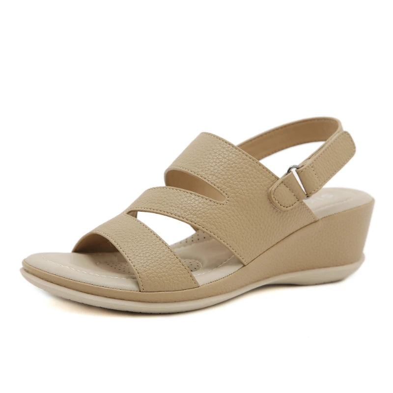 Summer Comfortable Woven Strap Wedge Sandals Adjustable Non Slip Big Zpaxo Q316-5 Apricot 37 China Mainland