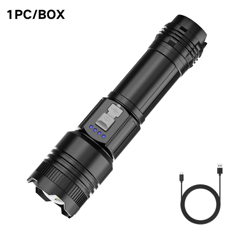 Strong Ultra Bright Long-range Flashlight Adjustable Zoom Multiple Zpaxo WHITE black ZOOM