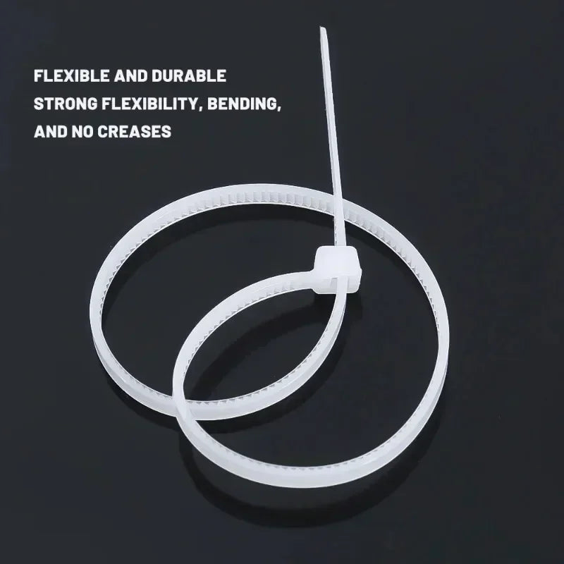 200/100Pcs Nylon Cable Ties Adjustable Self-locking Cord Ties Straps Fastening Loop Reusable Plastic Wire Ties For Home Office Zpaxo