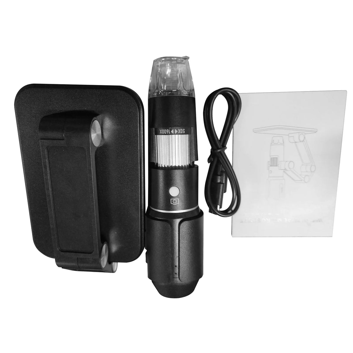 Portable Wifi Digital Microscope 50X-1600X Handheld LED Magnifier 2MP Zpaxo black
