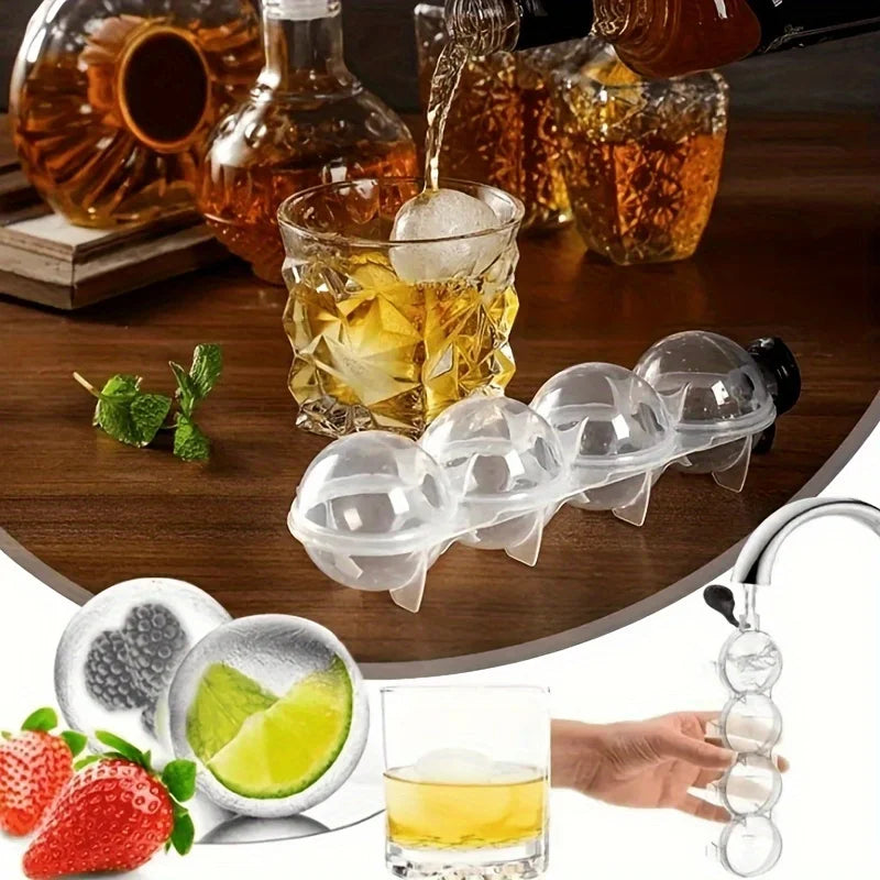 Round Ice Ball Maker Tray Polypropylene Sphere Mold Whiskey Home Bars Zpaxo