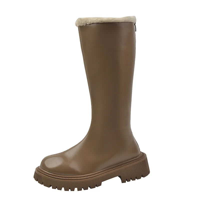 White Boots Women Winter 2023 Velvet Thickened Snow British Thick Zpaxo khaki2 42 China Mainland