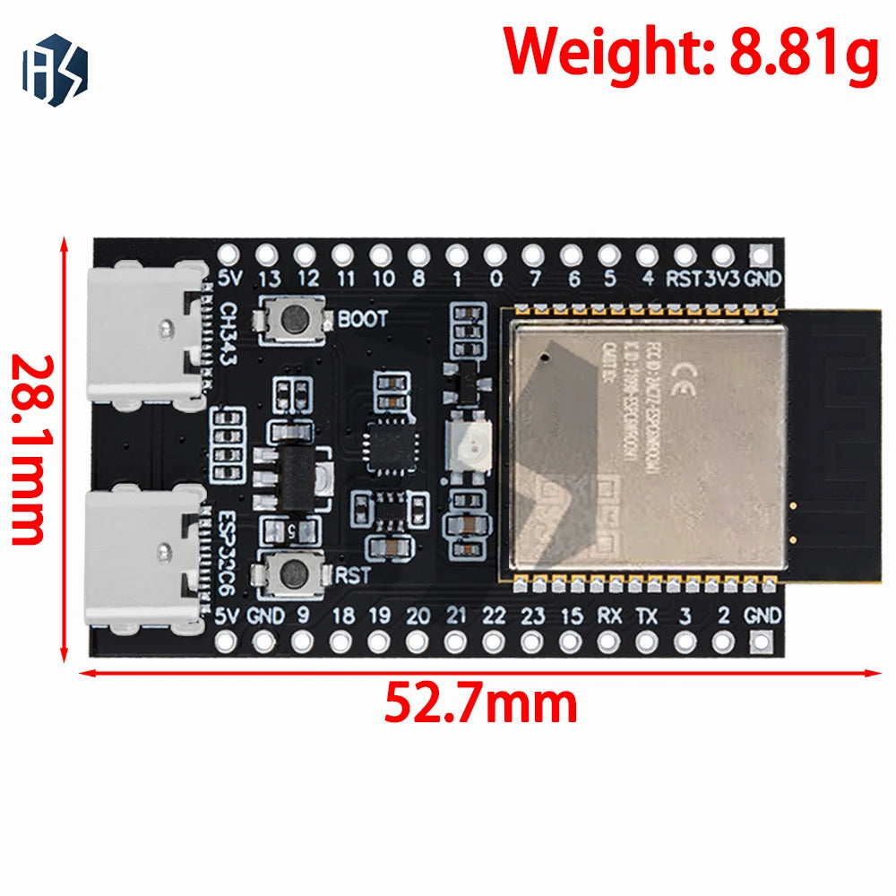 ESP32 ESP32-C6 Wifi+bluetooth Internet Things Dual Type-c Development Zpaxo