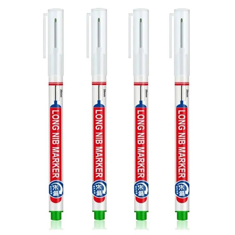 2cm Multi-Purpose Waterproof Long Head Markers Deep Hole Marker Pen For Metal Perforating Red/Black/Blue Ink Woodworking Tools Zpaxo Green 4Pcs