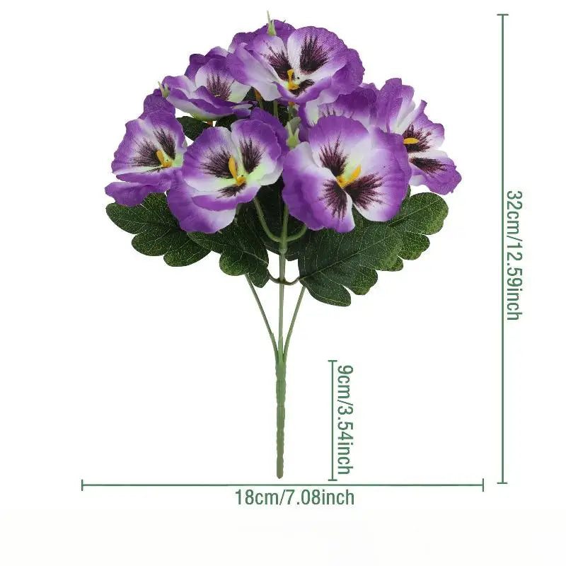 Artificial Pansy Flowers Silk Rose Bouquet Realistic DIY Simulated Floral Arrangement Wedding Home Party Table Centerpiece Zpaxo A6