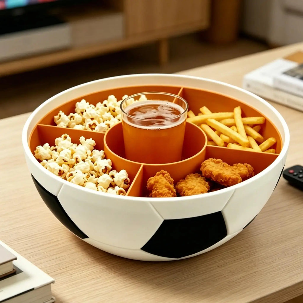 Serving Bowls Soccer Pattern Snack Tray Divider Candy Bowl Watching Zpaxo