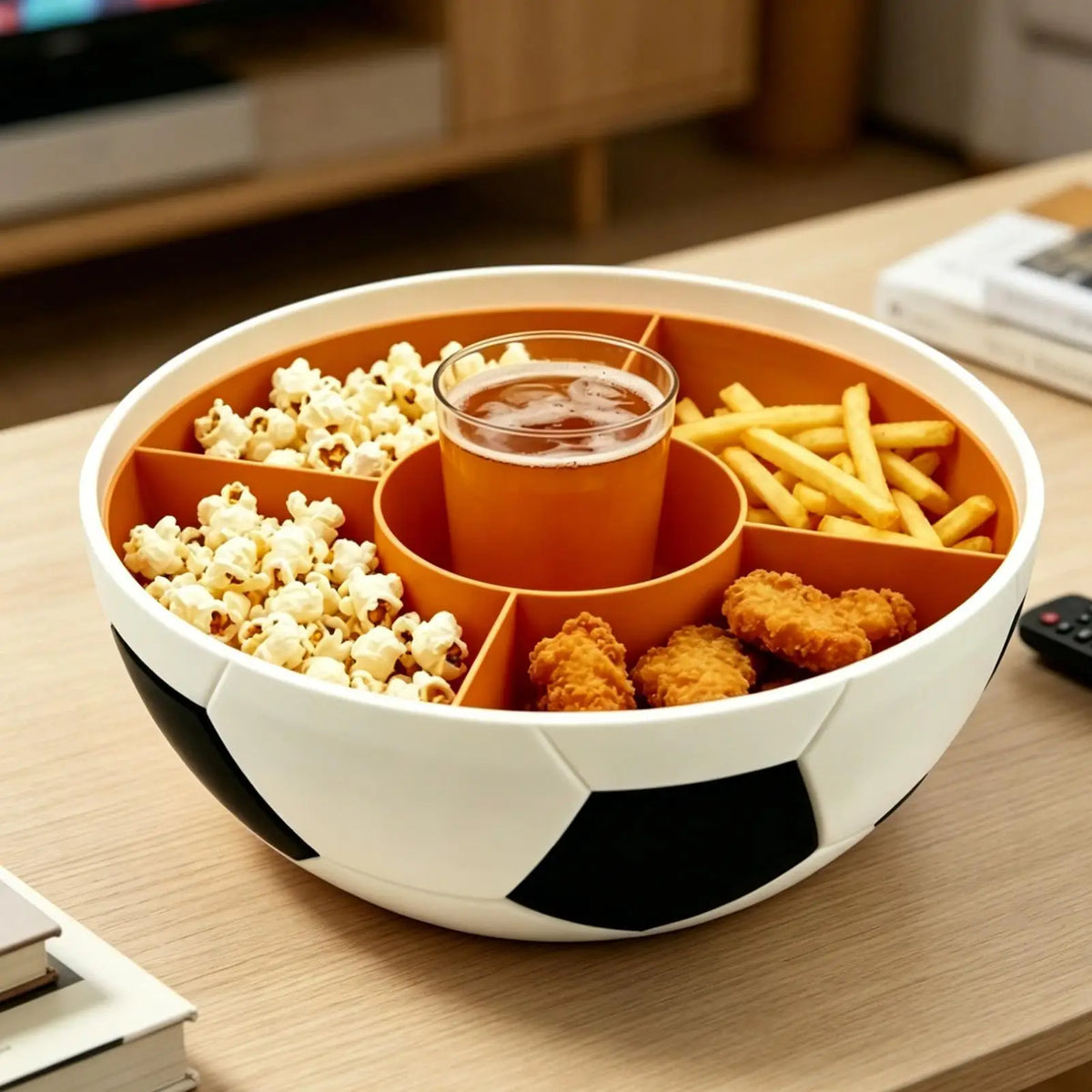 Serving Bowls Soccer Pattern Snack Tray Divider Candy Bowl Watching Zpaxo