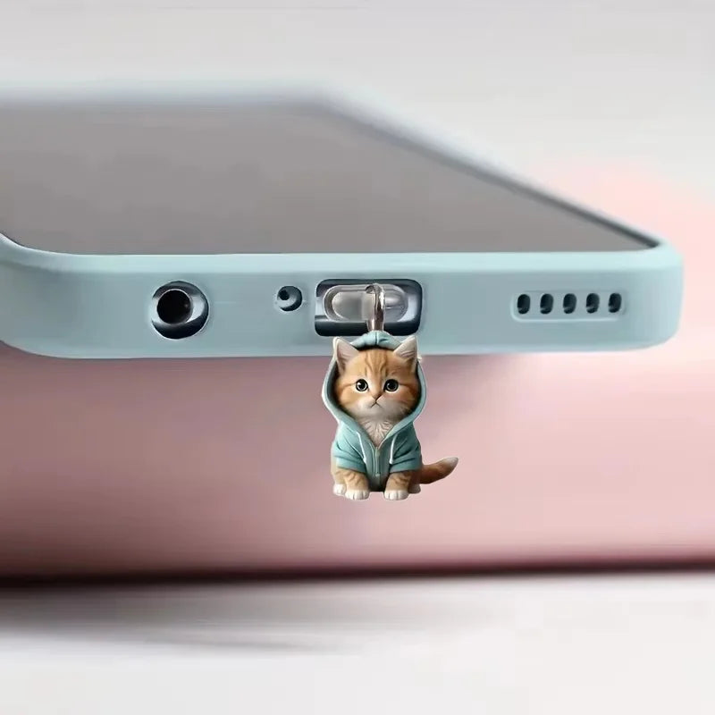 Cute Cartoon Cat Phone Dust Plug Universal Type-C Charging Port Protector Stopper Anti-Dust Plug Pendant For iPhone Huawei Oppo Zpaxo