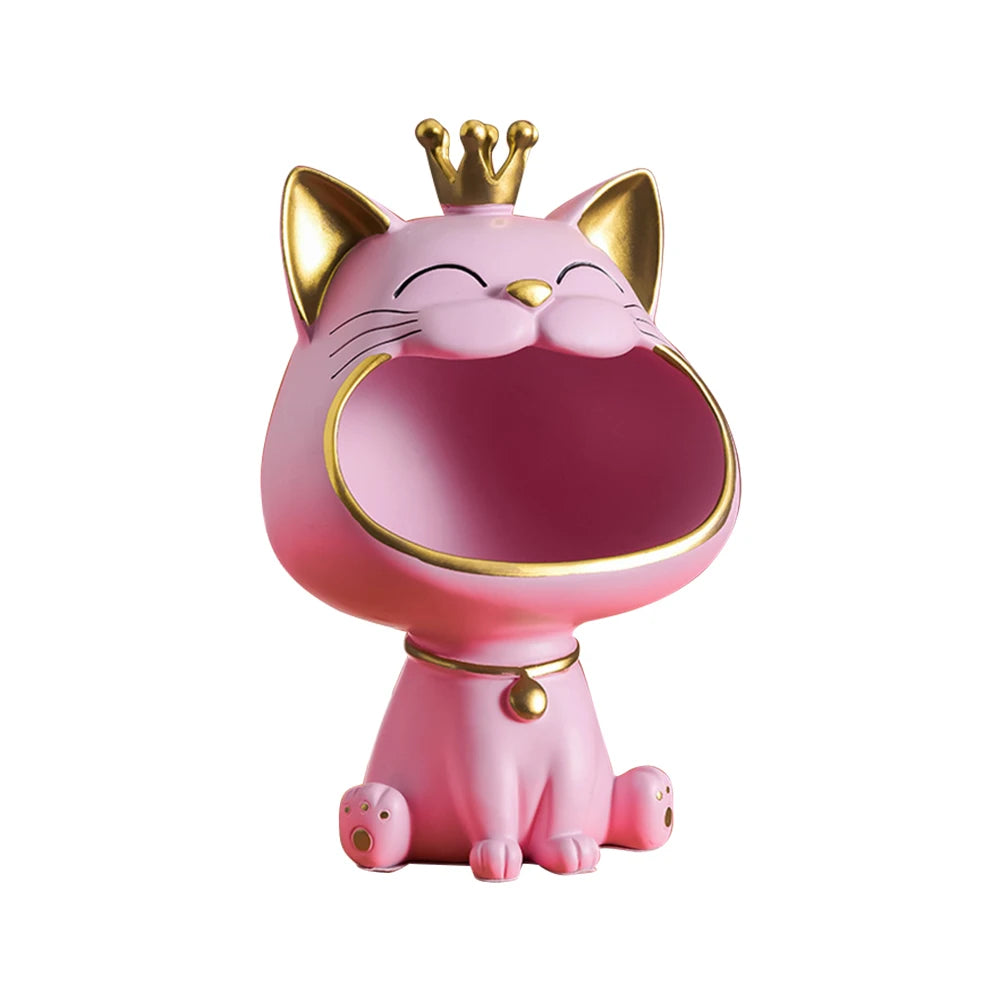 Cat Figurine Storage Box Creative Lucky Statue Decoration Cute Big Zpaxo Pink