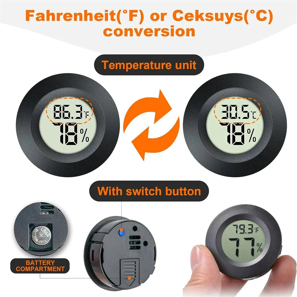 Portable Mini Circular Electronic Temperature Hygrometer LCD Display Zpaxo