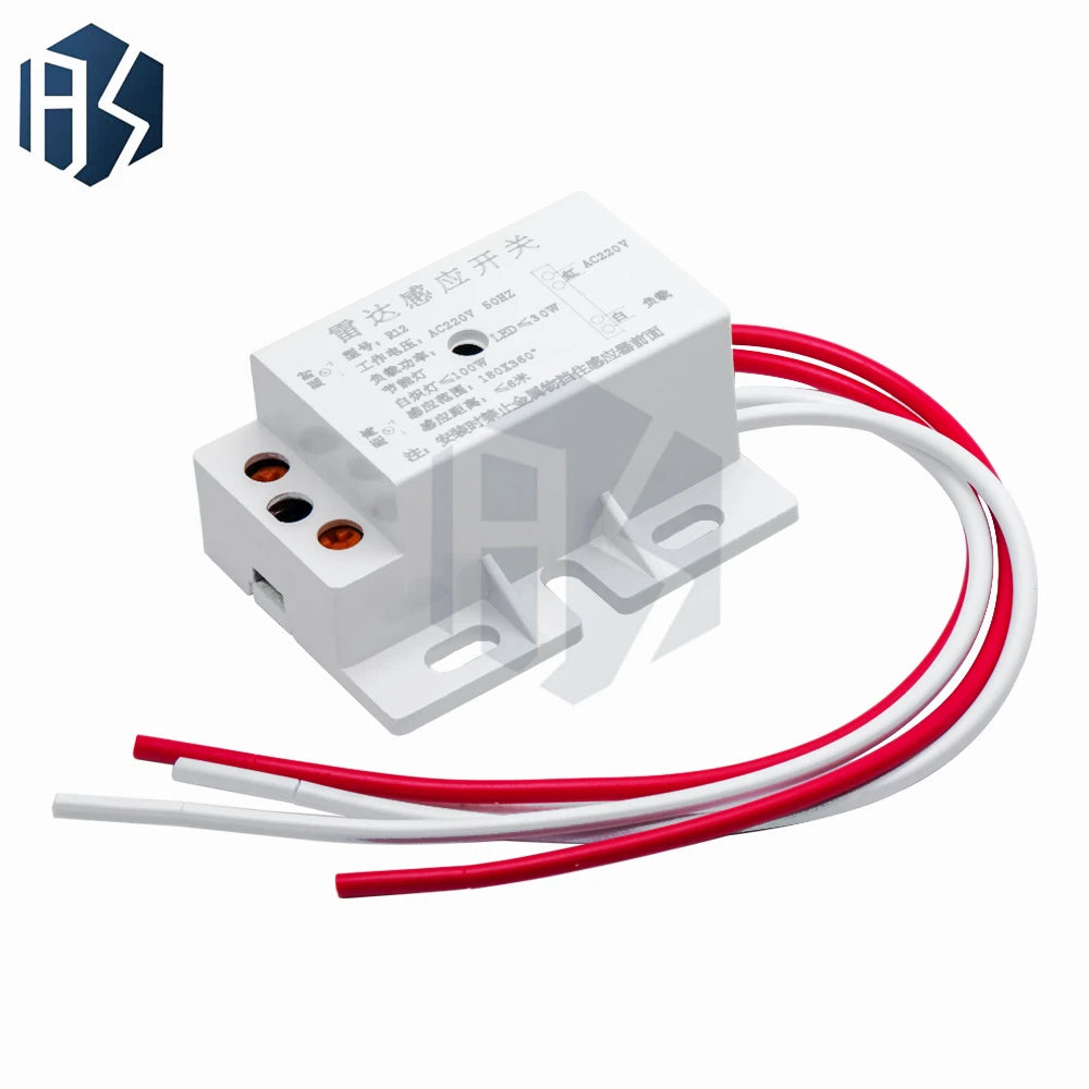 New 220V AC 50Hz Auto Infrared Sensor Switch PIR Microwave Radar Body Motion Sensor Module Adjustable For Time Distance Range Zpaxo