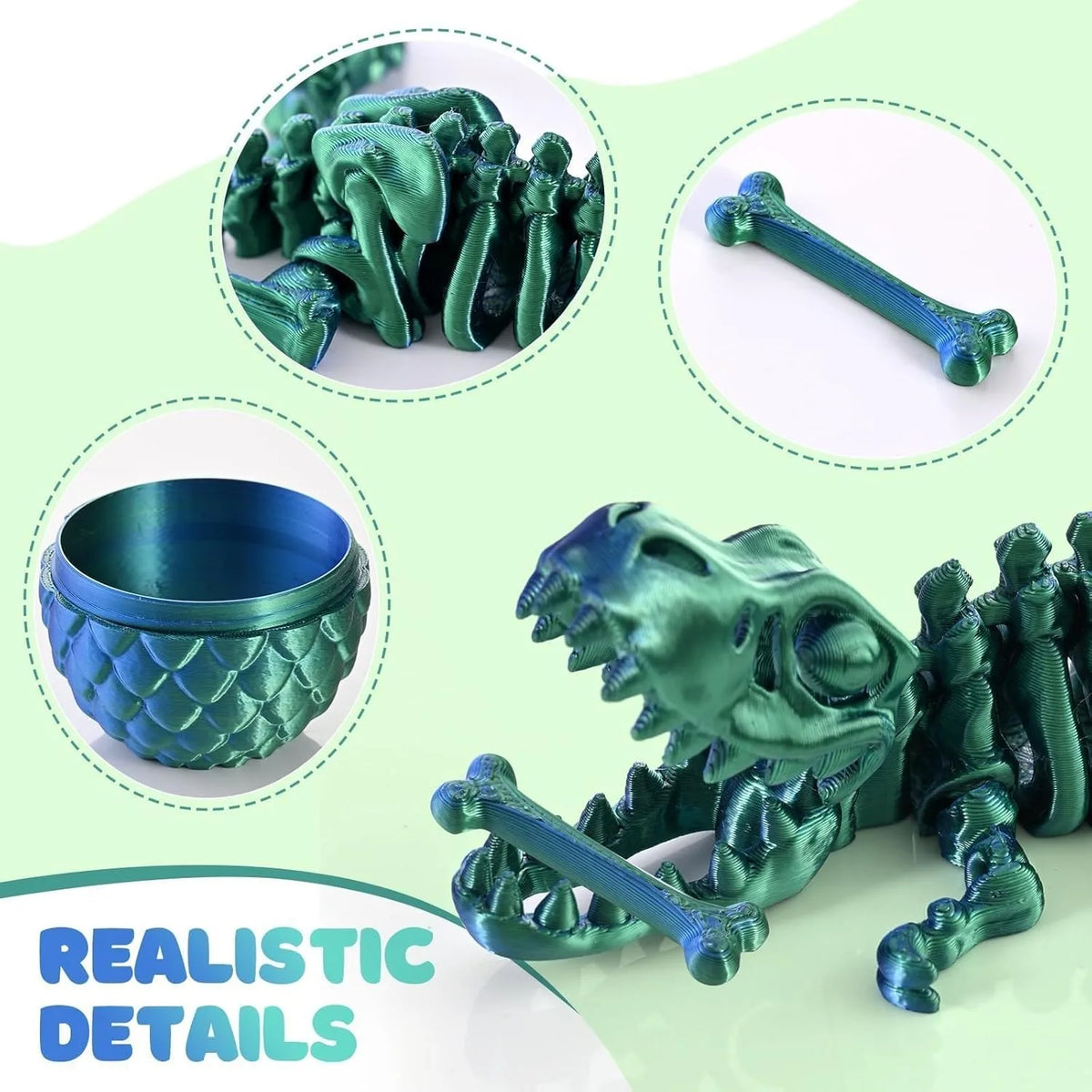 3D Printed Dinosaurwith Egg T-rex Stress Relief Figurines Fidget Zpaxo