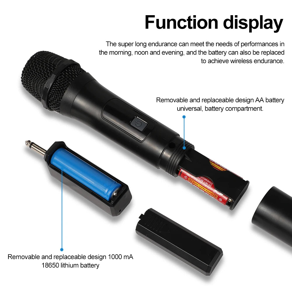 Wireless Microphone Handheld Micphone 2 Channels UHF Fixed Frequency Zpaxo