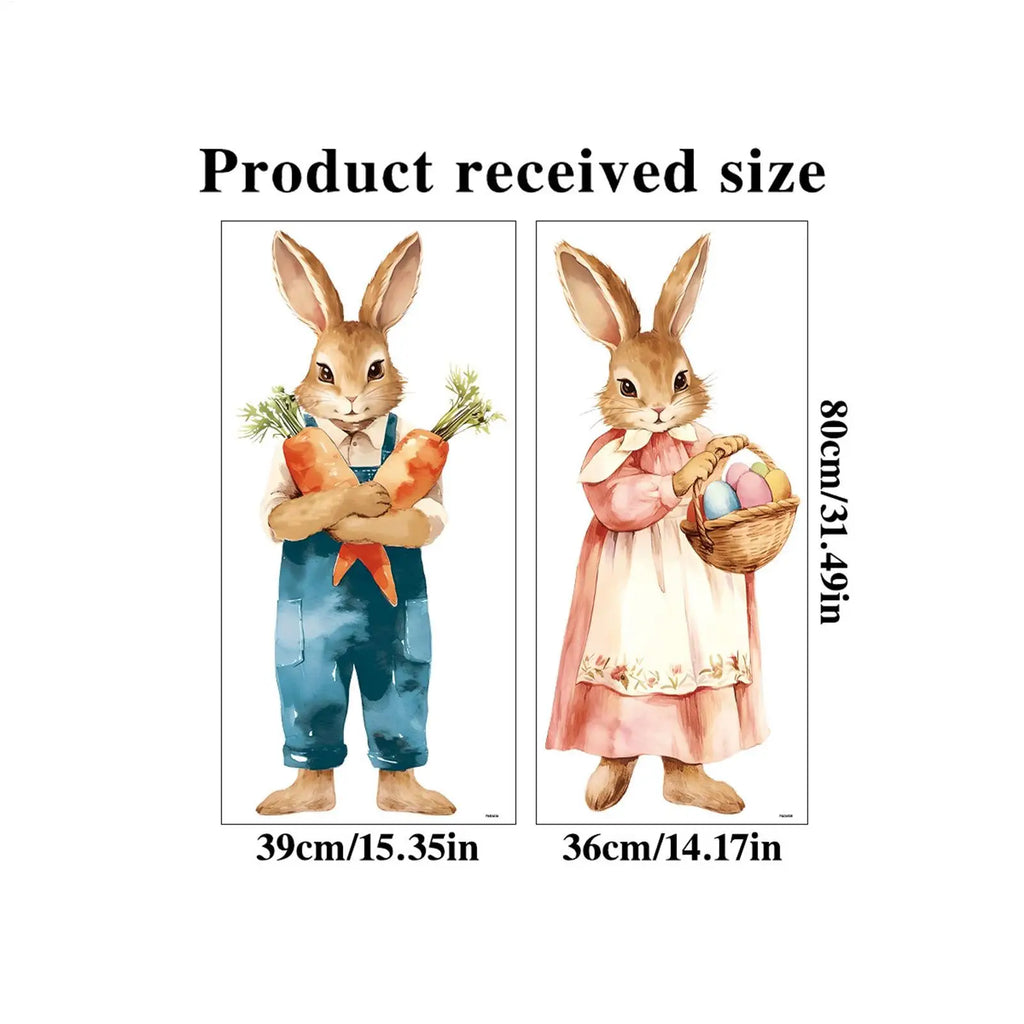 Easter Window Decals 2 Large Static Sticker 39x80cm Removable Cute Zpaxo