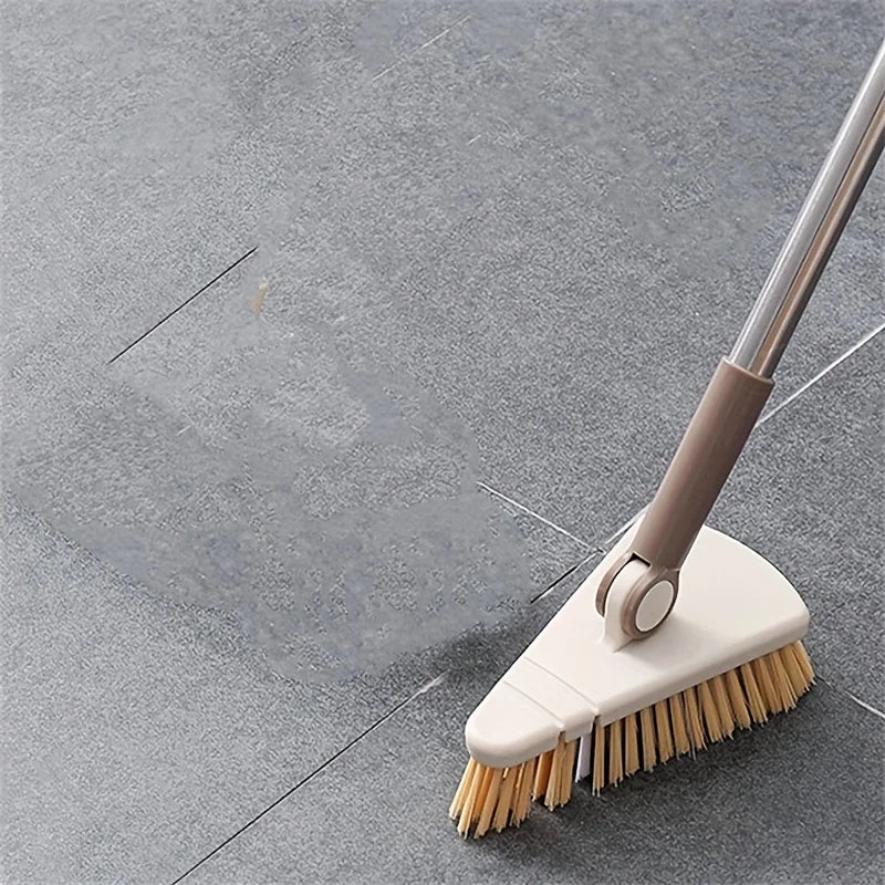 Triangle Floor Brush Cleaning Bathtub Gaps Long Handle Detachable Zpaxo khaki