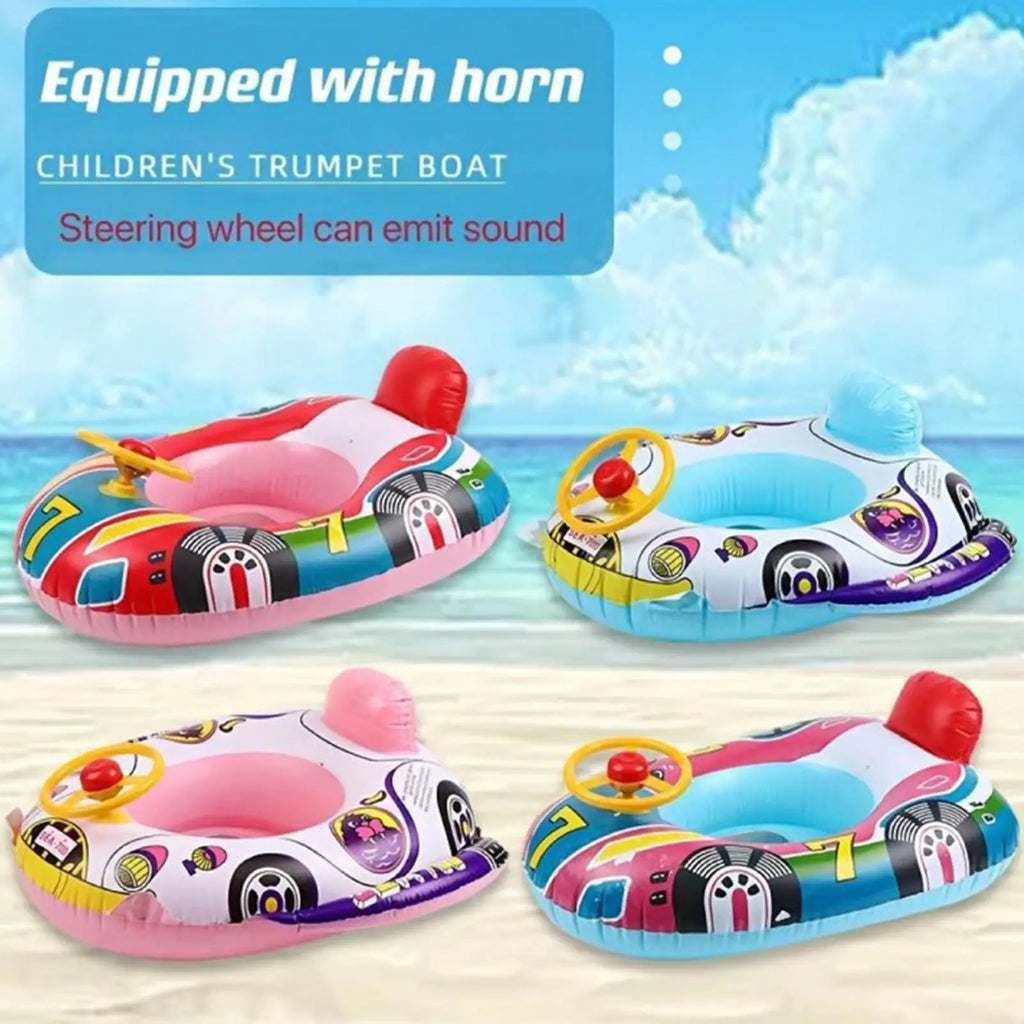 Inflatable Baby Kids Pool Float Steering Wheel Backrest Floating Zpaxo