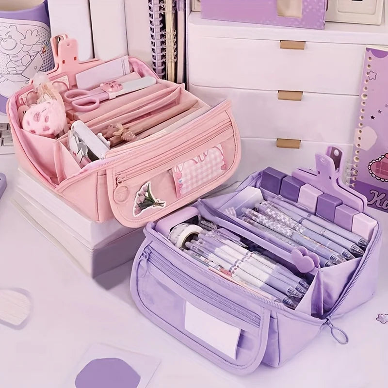 Large Capacity Pencil Case Durable Versatile Tabletop Storage Box Zpaxo