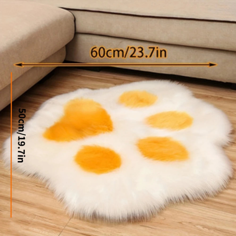 Cute Cat Paw Design Carpet Soft Long Plush Decorative Floor Mat Zpaxo