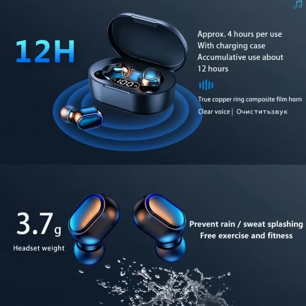 E7S Wireless Bluetooth Headset Mic LED Display Earbuds Iphone Xiaomi Zpaxo
