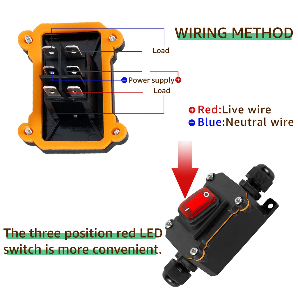 30A 220V Heavy Duty Inline Cord Switch IP65 Waterproof Power Cord Toggle Switch Button Rain Proof Outside Duty Device Switch Zpaxo