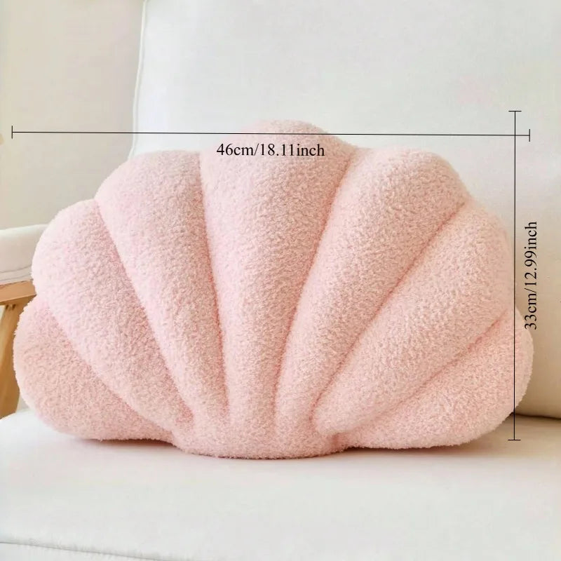 4 Colors Shell Shaped Plush Pillow Adorable Fluffy Throw Cushion Bed Zpaxo