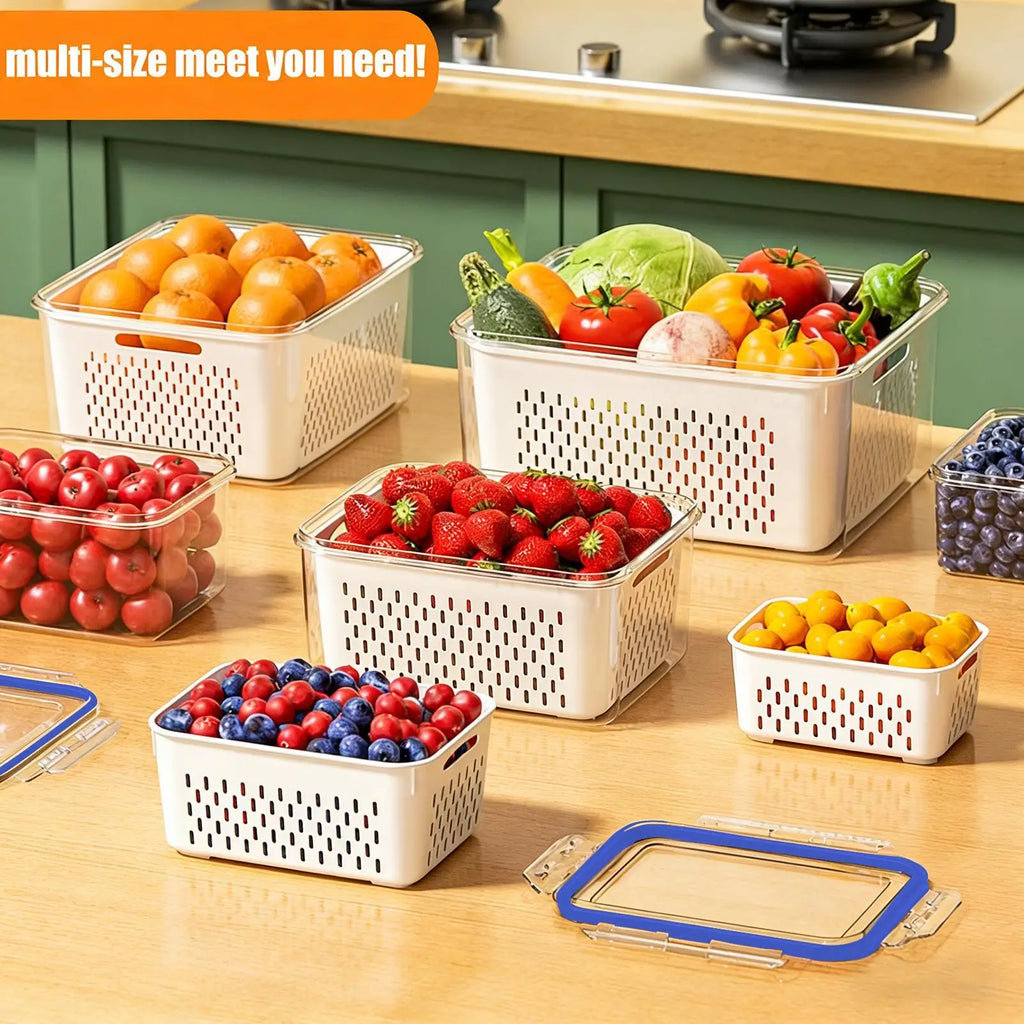 1 Fridge Fruit Storage Containers Leakproof Removable Colander Zpaxo
