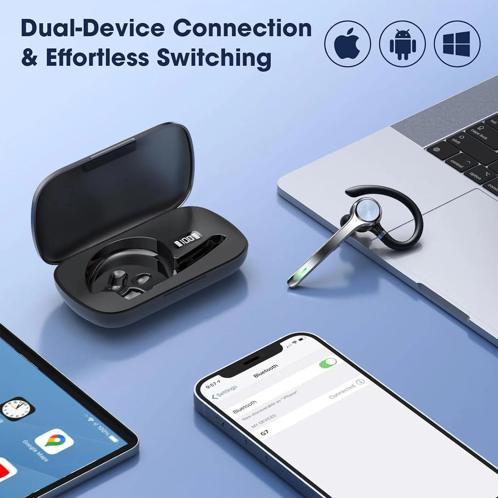 Wireless Headset Single-ear Bluetooth Noise-canceling Mic USB Dongle Zpaxo