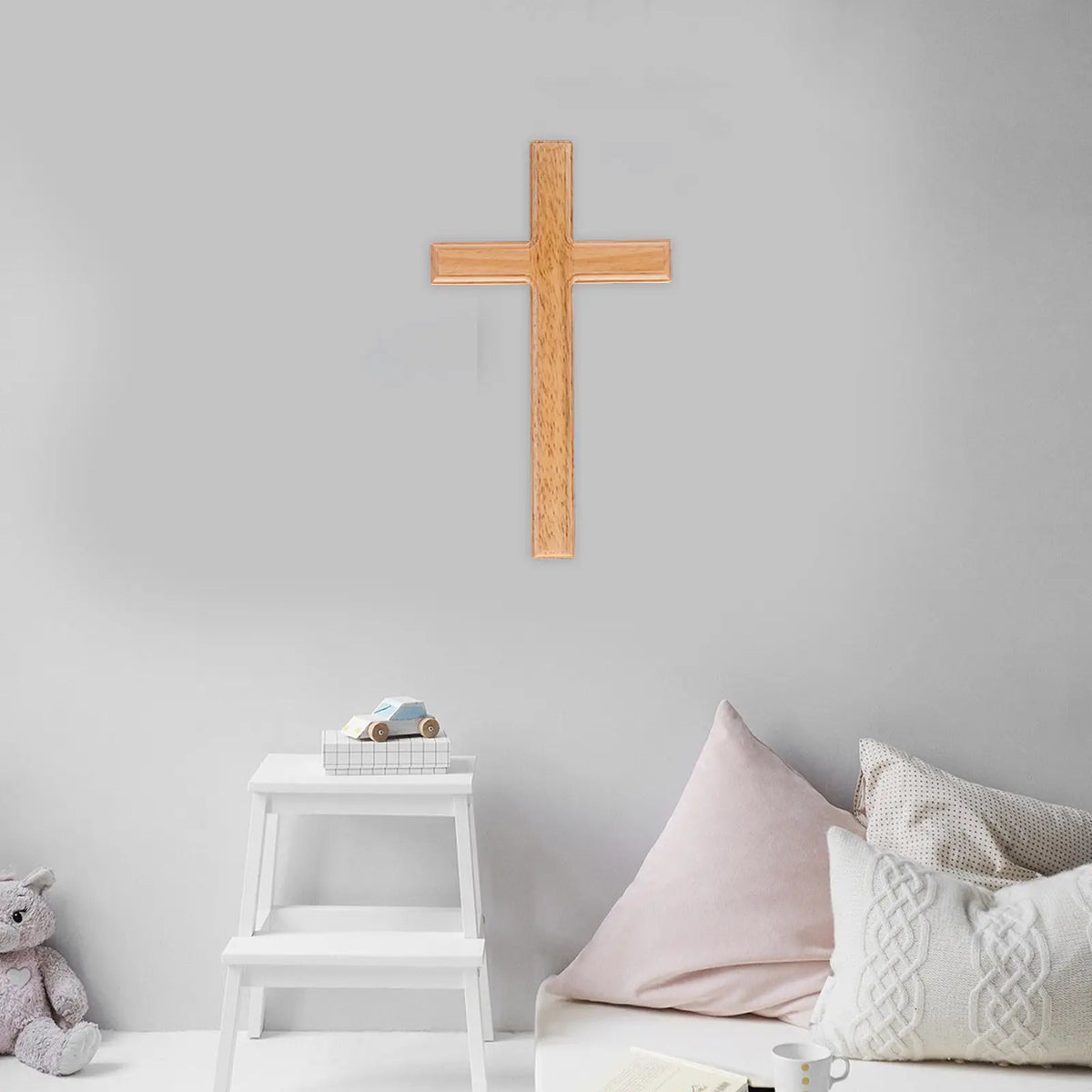 Wooden Wall Cross Decor Medium Round Edges Smooth Surface Safe Zpaxo other