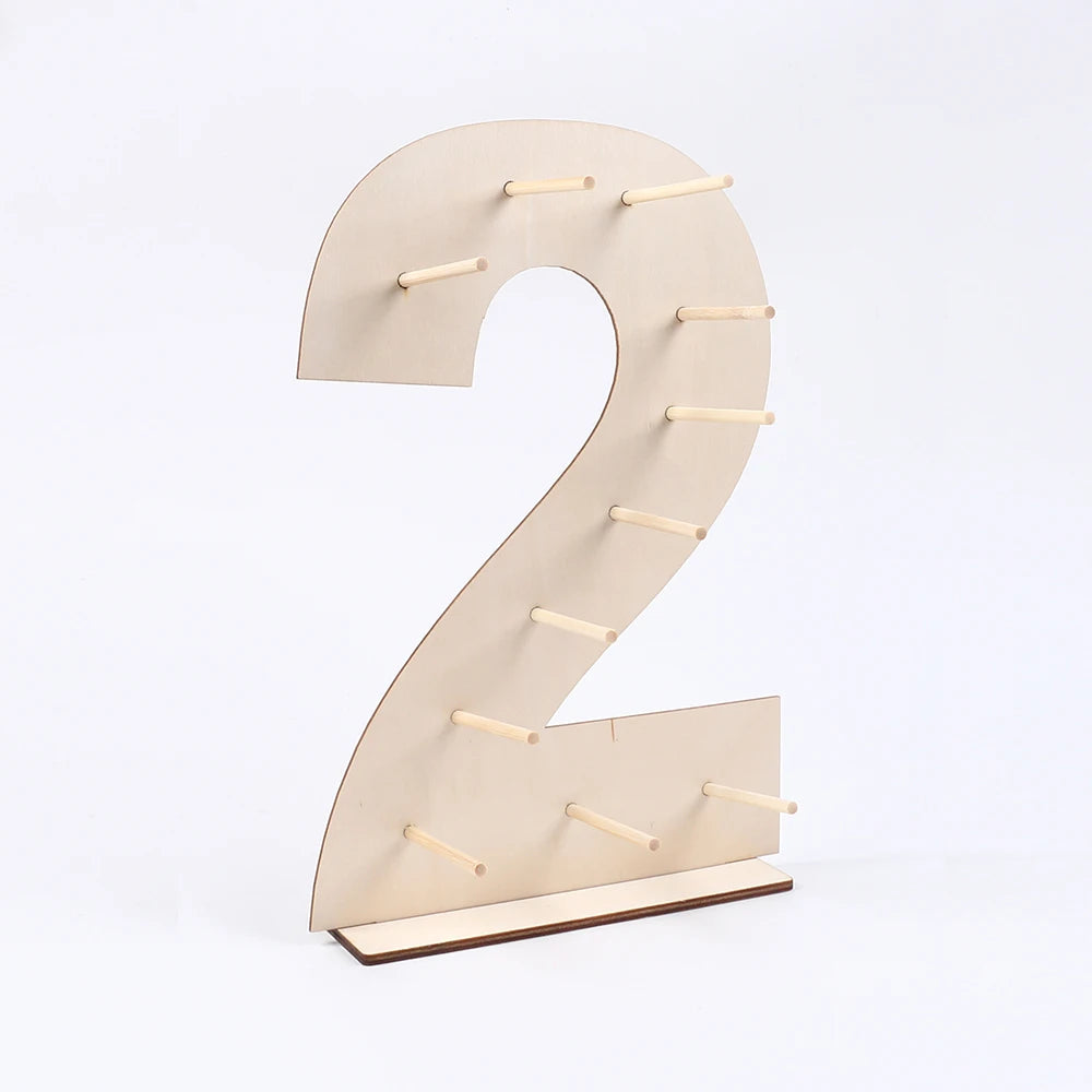 Number 0-9 Wooden Donut Display Stand Holder Board Table Desserts Stand for Birthday Party Wedding Baby Shower Zpaxo Number 2