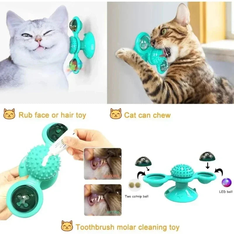 Windmill Cat Toy Interactive Pet Toys Cats Puzzle Game Whirligig Zpaxo
