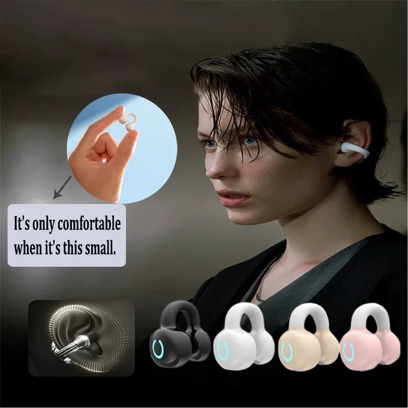 Wireless Bluetooth Earphone Single Ear Bone Conduction Earphones Clip Zpaxo