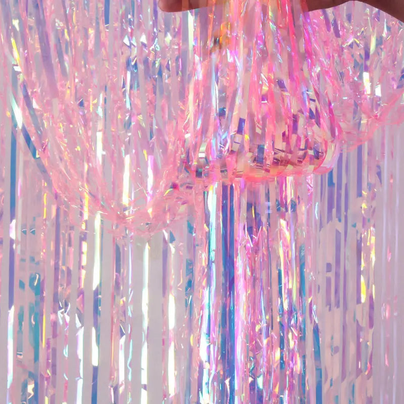 Gorgeous Backdrop Curtains Tinsel Fringe Foil Curtain Unicorn Zpaxo pink 2m(drop)x1m(width)