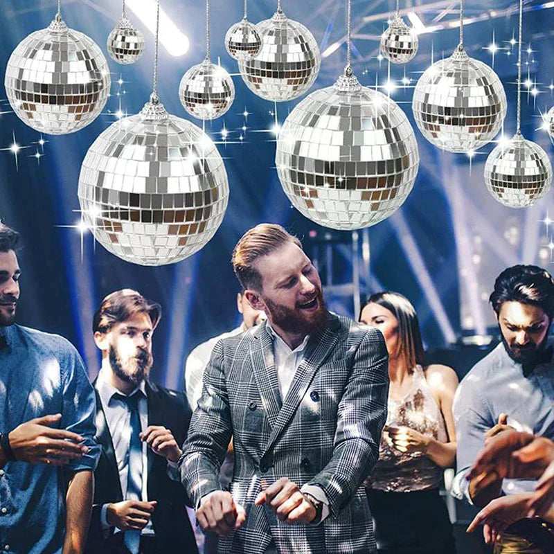 Mini Mirror Disco Ball Stage Light Reflective Rotating Bright Silver Glass Ball Christmas Birthday Wedding Party Cake Decor Zpaxo