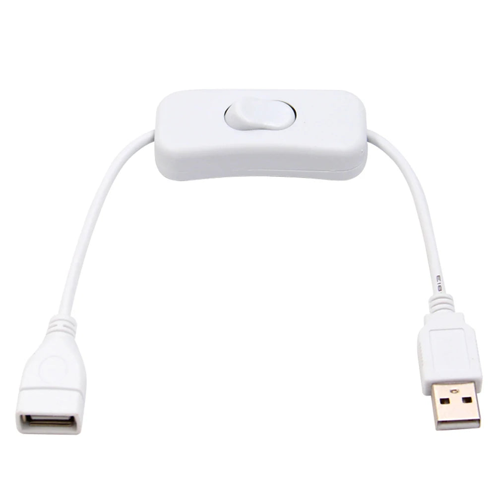 USB Switch Extension Cable Data Transmit Power Adapter Off LED Strips Zpaxo White