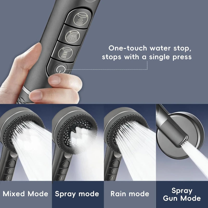 Shower Head 4 Modes Water Saving Adjustable High Pressure Shower Handheld Spray Hangable Multifunctional Bathroom Accessories Zpaxo
