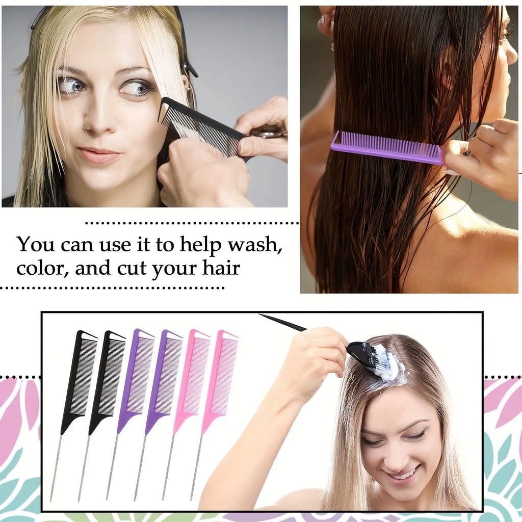 Pointed Tail Comb Suitable Hairstyle Design Plastic Teeth Metal Zpaxo
