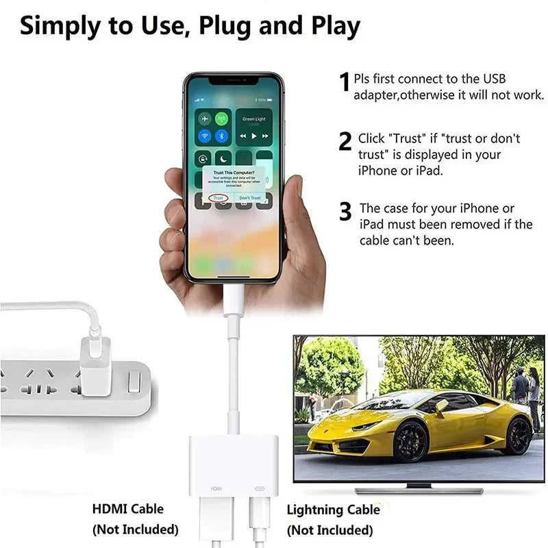 1080P HD HDMI-Compatible Projection Cable Adapter Audio Sync Screen Zpaxo