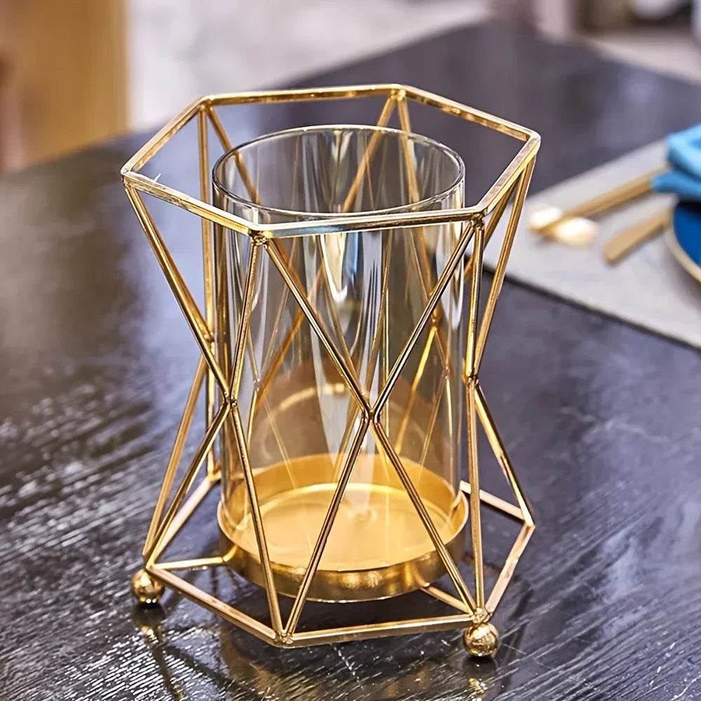 Luxury Wrought Iron Glass Vase Dining Table Centerpiece Hydroponic Zpaxo Gold SP1512A