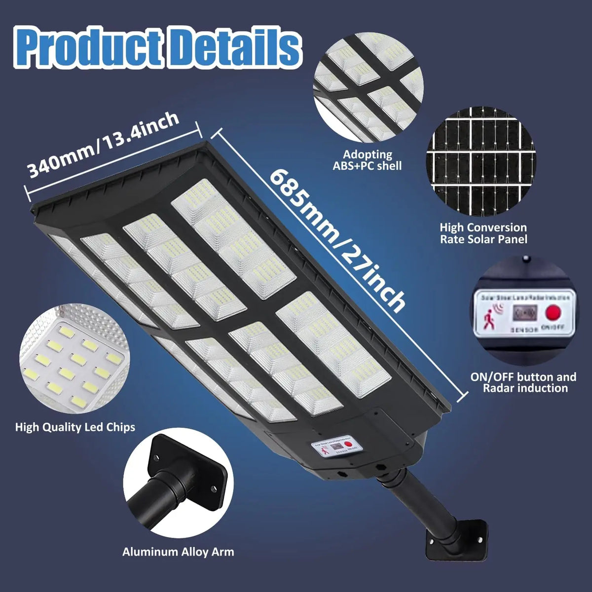 Outdoor Solar Street Lights Sensor Waterproof IP66 Dusk Dawn LED Zpaxo