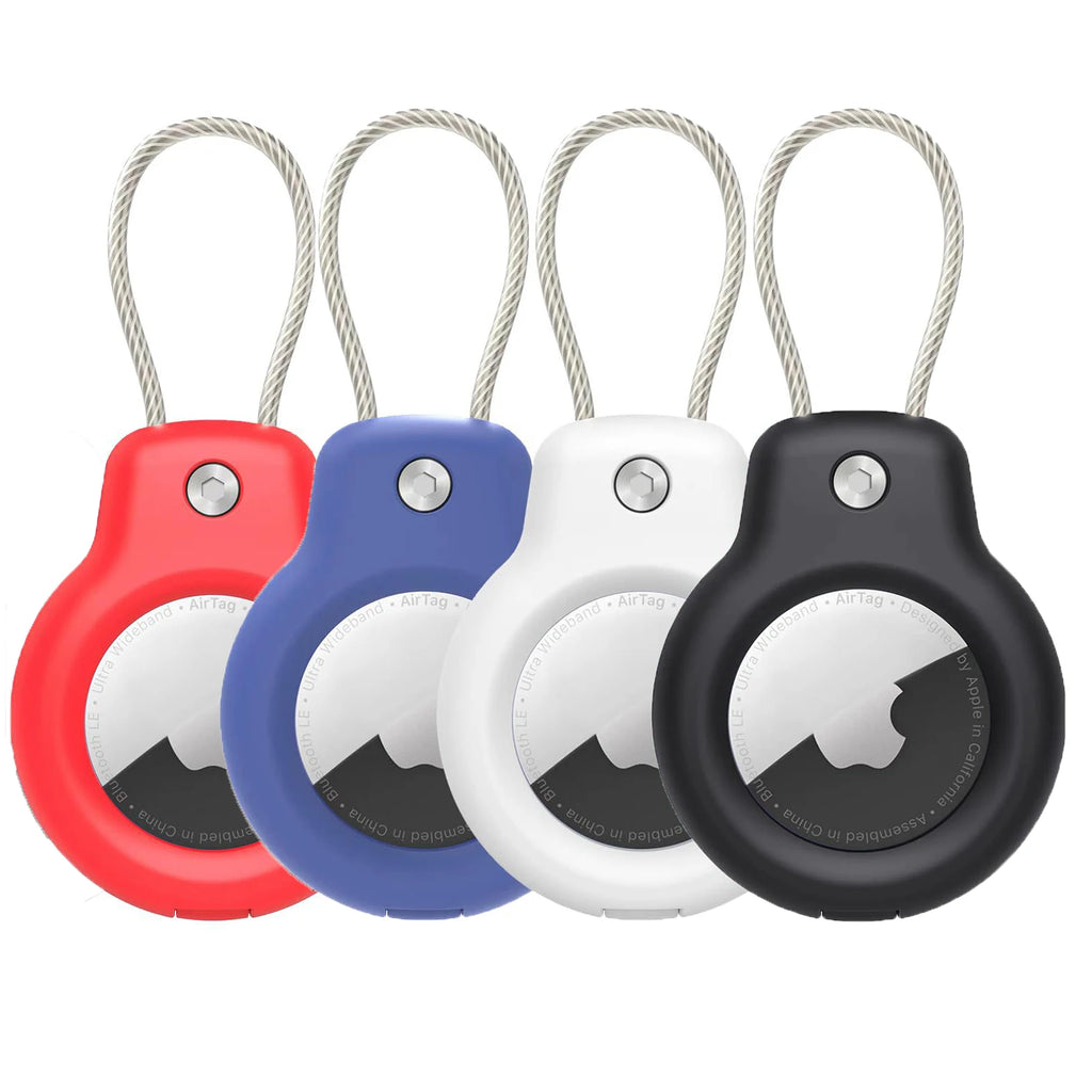 Cover for Apple Air tag Holder with Wire Cable Protective Shell Tracker Accessories Anti-scratch Sleeve For Apple Air Tag Bumper Zpaxo 4pcs Mixed