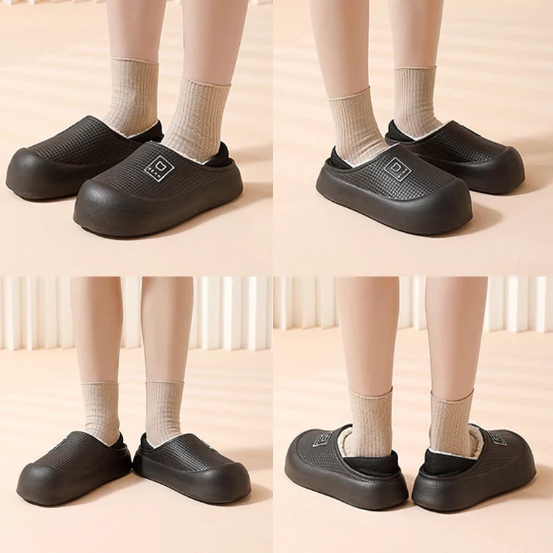 Waterproof Cotton Shoes Women Indoor Plush Warm Bags Slippers Zpaxo