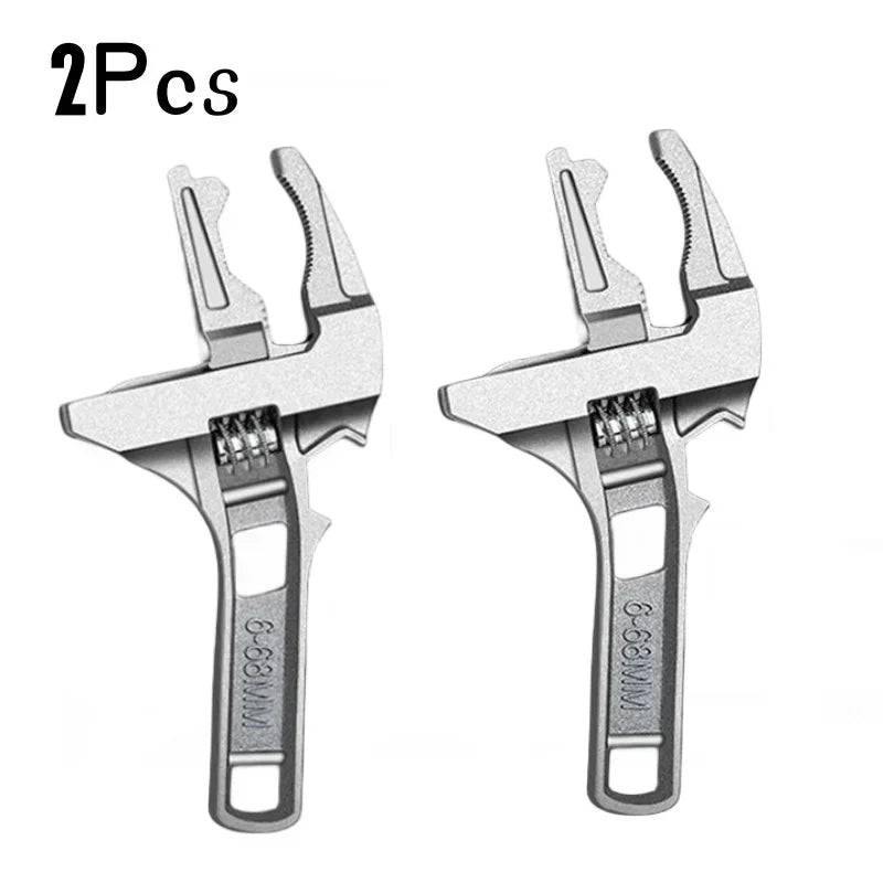 Hardware Tool Adjustable Spanner Large Opening Wide Wrench Jaw Pipe Zpaxo 2Pcs