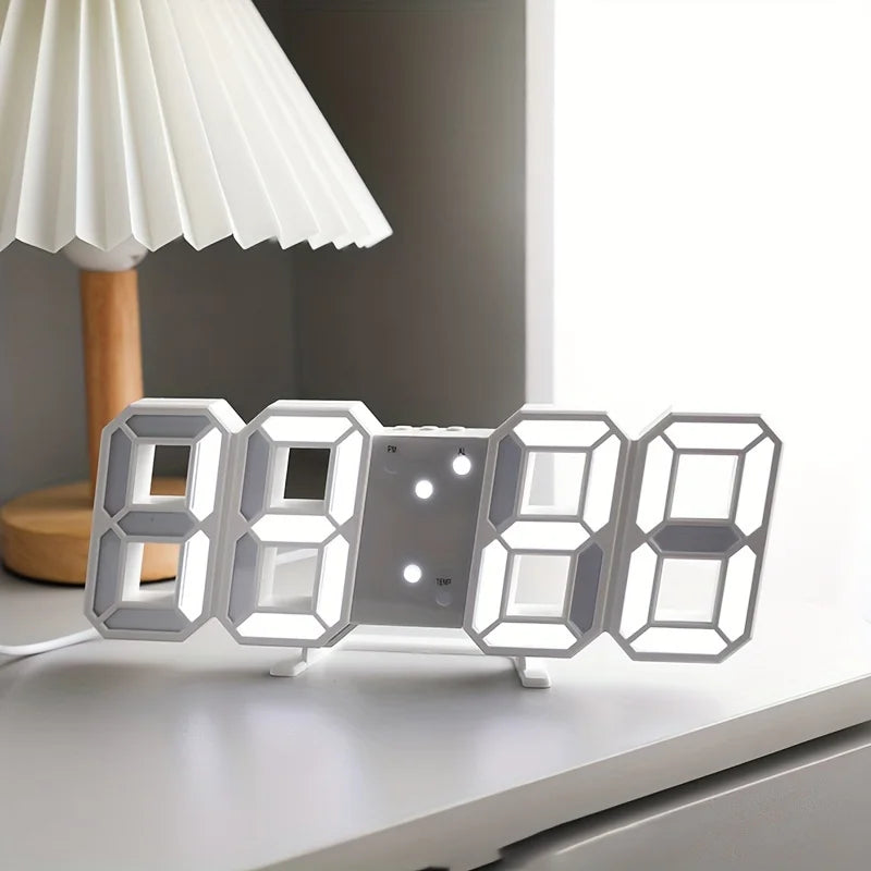 3D LED Wall Clock Modern Digital Design Nightlight Luminous Alarm Zpaxo G607A
