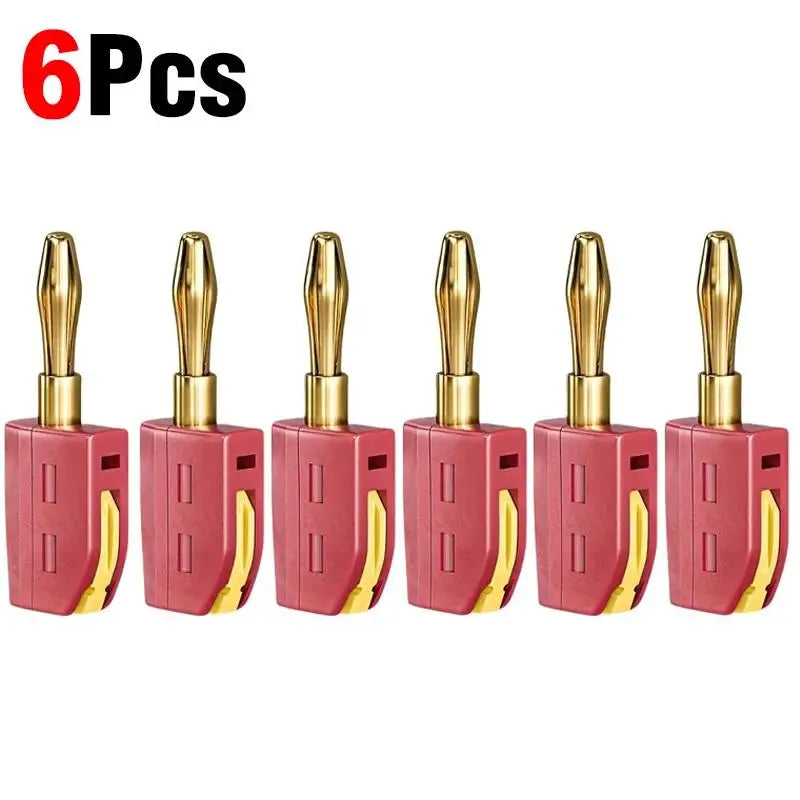 6Pcs 4mm Banana Plug High Current Self-Locking Quick Connect Gold-plated Banana Connector For 32A Electrical Test Power Testing Zpaxo 6pcs Red