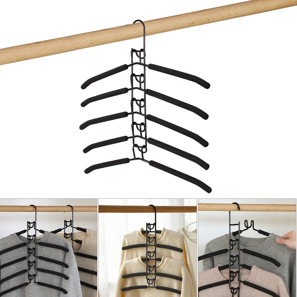 5 Layer Mounted Hanger Household One-piece Clothes Detachable Storage Zpaxo