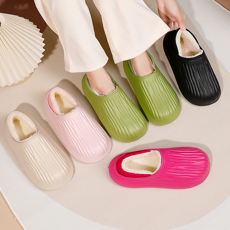 Winter Women Cotton Slippers Warm Non-slip Thick Bottom Slides Soft Zpaxo