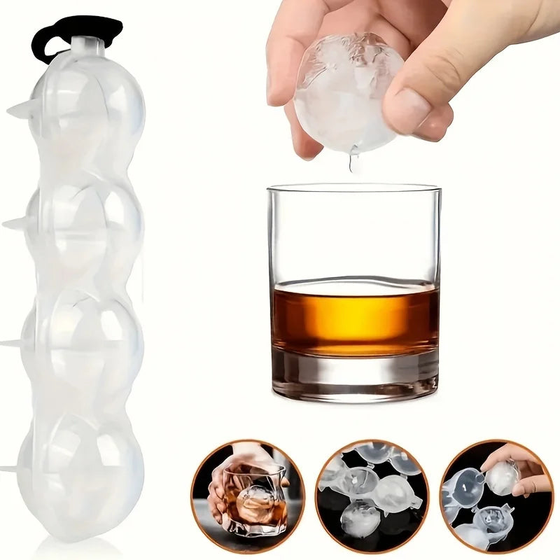 Round Ice Ball Maker Tray Polypropylene Sphere Mold Whiskey Home Bars Zpaxo clear-1pc