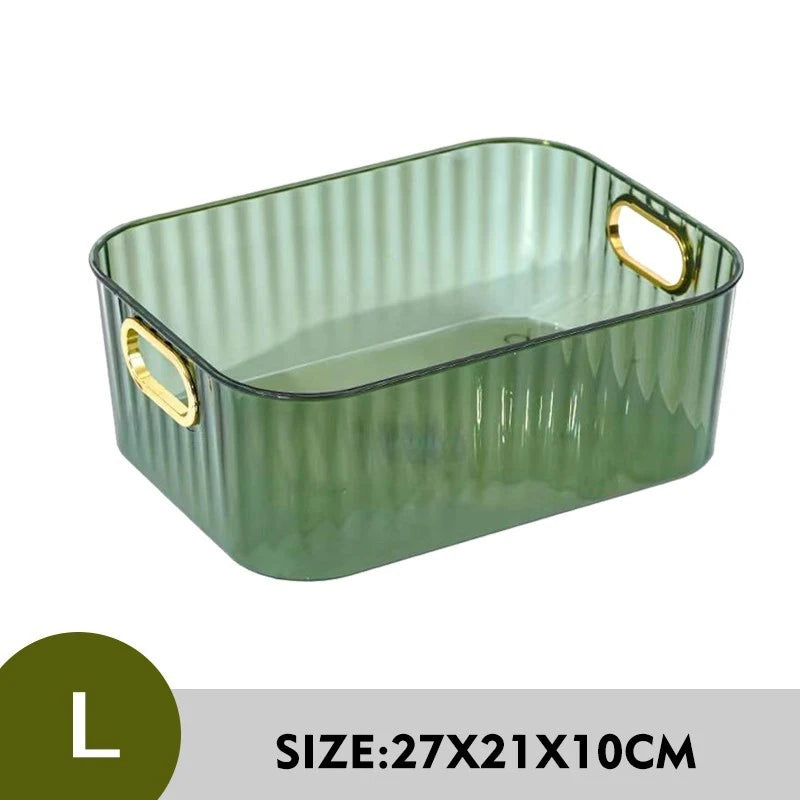 CMLarge Capacity Transparent Storage Box Cosmetic Container Plastic Zpaxo L Green