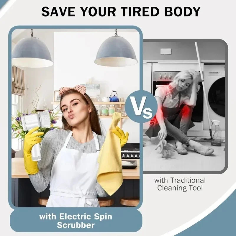 Power Scrubber 5 Replaceable Brush Heads Electric Spin Bathroom Zpaxo