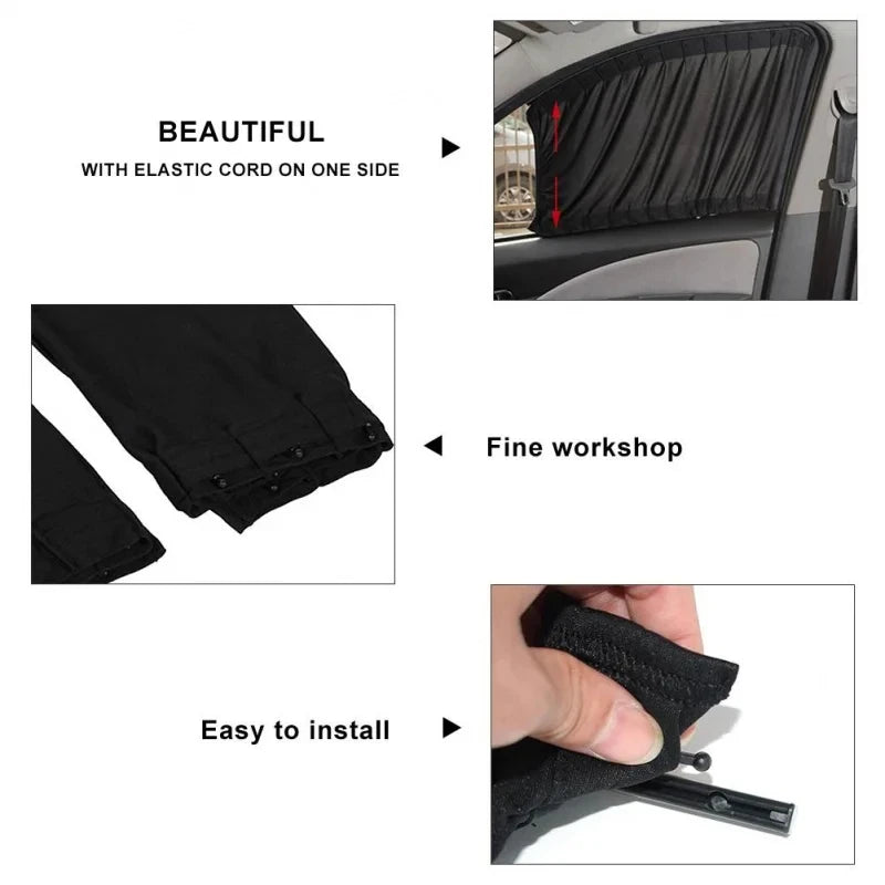 Universal Car Sun Shade Side Window Curtain Auto Foldable Uv Zpaxo